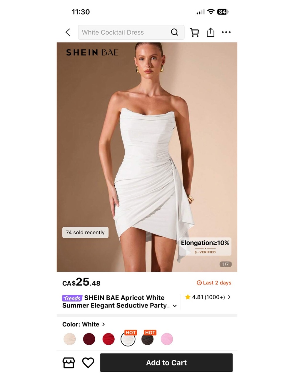 Pure White Strapless Ruched Mini Dress - Picture 3 of 5